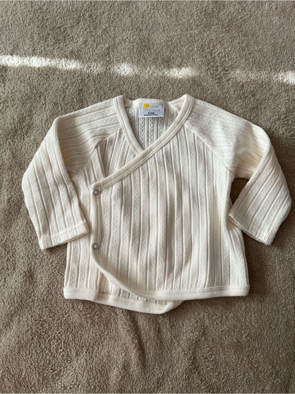 Little Moon Cream Ribbed Footed One-Piece Set - Picture 2 of 4